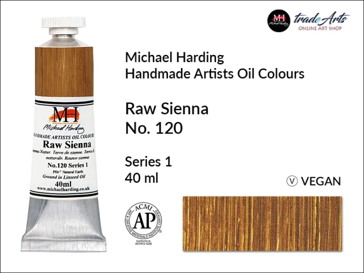 Michael Harding Artists Oil Colours Raw Sienna 120, farba olejna Raw Sienna 120 Michael Harding, Michael Harding - farba olejna Raw Sienna 120, farby olejne Michael Harding, Michael Harding, farby Michael Harding,