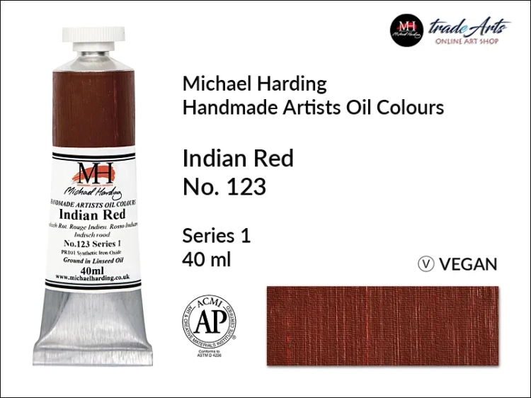 Michael Harding Artists Oil Colours Indian Red 123, farba olejna Indian Red 123 Michael Harding, Michael Harding - farba olejna Indian Red 123, farby olejne Michael Harding, Michael Harding, farby Michael Harding,