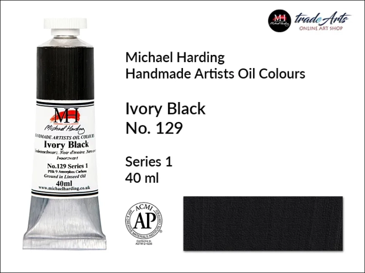 Michael Harding Artists Oil Colours Ivory Black 129, farba olejna Ivory Black 129 Michael Harding, Michael Harding - farba olejna Ivory Black 129, farby olejne Michael Harding, Michael Harding, farby Michael Harding,