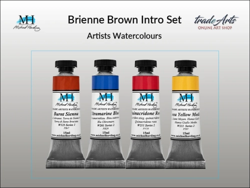 Brienne Brown Intro Set Michael Harding zestaw farb akwarelowych, zestaw farb akwarelowych w tubach MH Brienne Brown Intro Set, zestaw akwareli w tubach Michael Harding, akwarele Michael Harding w zestawach, komplety akwareli MH,