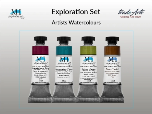 Exploration Set Michael Harding zestaw farb akwarelowych, zestaw farb akwarelowych w tubach MH Exploration Set zestaw akwareli w tubach Michael Harding, akwarele Michael Harding w zestawach, komplety akwareli MH,