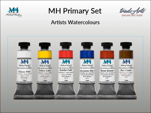 MH Primary Set Michael Harding zestaw farb akwarelowych, zestaw farb akwarelowych w tubach MH Primary Set zestaw akwareli w tubach Michael Harding, akwarele Michael Harding w zestawach, komplety akwareli MH,