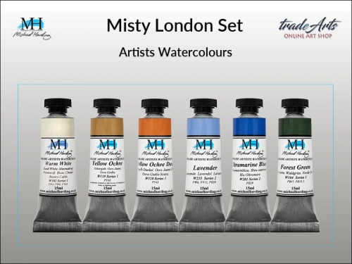 Misty London Set Michael Harding zestaw farb akwarelowych, zestaw farb akwarelowych w tubach Misty London Set zestaw akwareli w tubach Michael Harding, akwarele Michael Harding w zestawach, komplety akwareli MH,