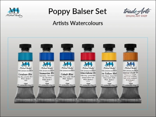 Poppy Balser Set Michael Harding zestaw farb akwarelowych, zestaw farb akwarelowych w tubach Poppy Balser Set zestaw akwareli w tubach Michael Harding, akwarele Michael Harding w zestawach, komplety akwareli MH,