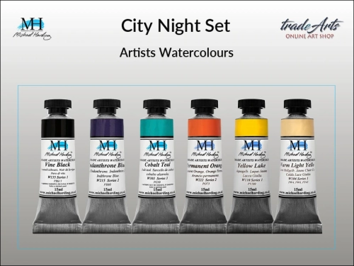 City Night Set Michael Harding zestaw farb akwarelowych, zestaw farb akwarelowych w tubach City Night Set zestaw akwareli w tubach Michael Harding, akwarele Michael Harding w zestawach, komplety akwareli MH,