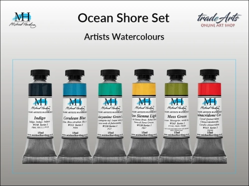 Ocean Shore Set Michael Harding zestaw farb akwarelowych, zestaw farb akwarelowych w tubach Ocean Shore Set zestaw akwareli w tubach Michael Harding, akwarele Michael Harding w zestawach, komplety akwareli MH,