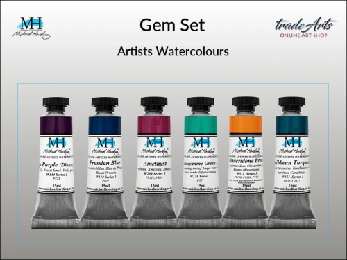 Gem Set Michael Harding zestaw farb akwarelowych, zestaw farb akwarelowych w tubach Gem Set zestaw akwareli w tubach Michael Harding, akwarele Michael Harding w zestawach, komplety akwareli MH,