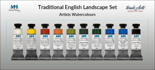 Traditional English Landscape Set Michael Harding zestaw farb akwarelowych, zestaw farb akwarelowych w tubach Traditional English Landscape Set zestaw akwareli w tubach Michael Harding, akwarele Michael Harding w zestawach, komplety akwareli MH,