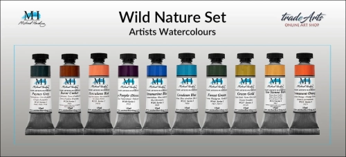 Wild Nature Set Michael Harding zestaw farb akwarelowych, zestaw farb akwarelowych w tubach Wild Nature Set zestaw akwareli w tubach Michael Harding, akwarele Michael Harding w zestawach, komplety akwareli MH,