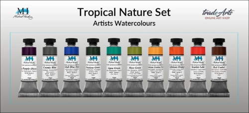 Tropical Nature Set Michael Harding zestaw farb akwarelowych, zestaw farb akwarelowych w tubach Tropical Nature Set zestaw akwareli w tubach Michael Harding, akwarele Michael Harding w zestawach, komplety akwareli MH,