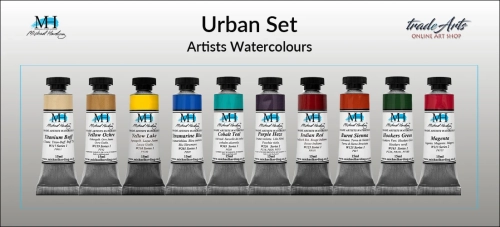 Urban Set Michael Harding zestaw farb akwarelowych, zestaw farb akwarelowych w tubach Urban Set zestaw akwareli w tubach Michael Harding, akwarele Michael Harding w zestawach, komplety akwareli MH,