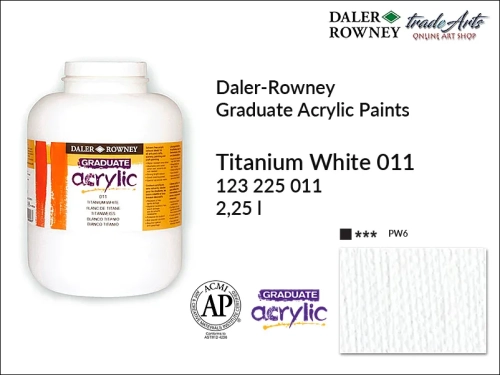 Daler-Rowney Graduate Acrylic Titanium White 011 opak.  2250 ml, Graduate Acrylic Titanium White 011 Daler-Rowney opak. 2250 ml, farba akrylowa Titanium White 011 Graduate Acrylic opak. 2250 ml, farby akrylowe Graduate Acrylic,