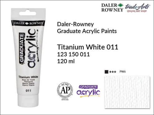 Daler-Rowney Graduate Acrylic Titanium White 011 tuba 120 ml, Graduate Acrylic Titanium White 011 Daler-Rowney tuba 120 ml, farba akrylowa Titanium White 011 Graduate Acrylic tuba 120 ml, farby akrylowe Graduate Acrylic, farby akrylowe Daler-Rowney,