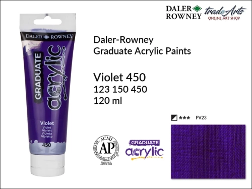 Daler-Rowney Graduate Acrylic Violet 450 tuba 120 ml, Graduate Acrylic Violet 450 Daler-Rowney tuba 120 ml, farba akrylowa Violet 450 Graduate Acrylic tuba 120 ml, farby akrylowe Graduate Acrylic, farby akrylowe Daler-Rowney,