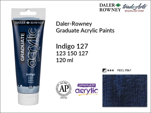 Daler-Rowney Graduate Acrylic Indigo 127 tuba 120 ml, Graduate Acrylic Indigo 127 Daler-Rowney tuba 120 ml, farba akrylowa Indigo 127 Graduate Acrylic tuba 120 ml, farby akrylowe Graduate Acrylic, farby akrylowe Daler-Rowney,