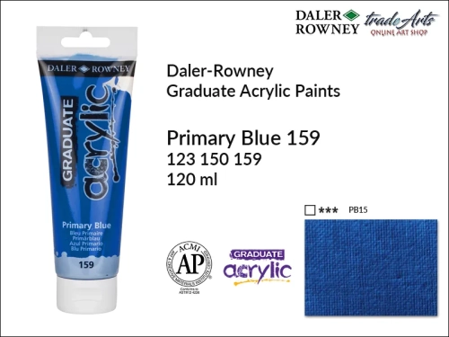 Daler-Rowney Graduate Acrylic Primary Blue 179 tuba 120 ml, Graduate Acrylic Primary Blue 179 Daler-Rowney tuba 120 ml, farba akrylowa Primary Blue 179 Graduate Acrylic tuba 120 ml, farby akrylowe Graduate Acrylic, farby akrylowe Daler-Rowney,
