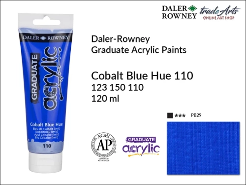 Daler-Rowney Graduate Acrylic Cobalt Blue Hue 110 tuba 120 ml, Graduate Acrylic Cobalt Blue Hue 110 Daler-Rowney tuba 120 ml, farba akrylowa Cobalt Blue Hue 110 Graduate Acrylic tuba 120 ml, farby akrylowe Daler-Rowney,