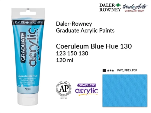 Daler-Rowney Graduate Acrylic Coeruleum Hue 130 tuba 120 ml, Graduate Acrylic Caoeruleum Hue 130 Daler-Rowney tuba 120 ml, farba akrylowa Coeruleum Hue 130 Graduate Acrylic tuba 120 ml, farby akrylowe Daler-Rowney,