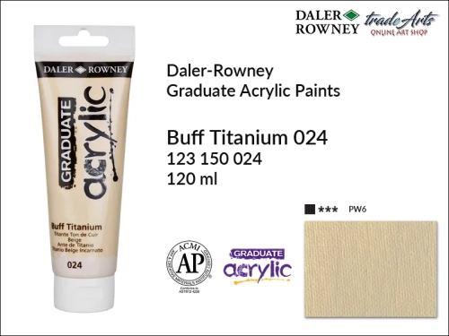 Daler-Rowney Graduate Acrylic Buff Titanium 024 tuba 120 ml, Graduate Acrylic Buff Titanium 024 Daler-Rowney tuba 120 ml, farba akrylowa Buff Titanium 024 Graduate Acrylic tuba 120 ml, farby akrylowe Daler-Rowney,