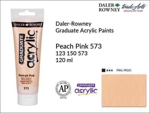 Daler-Rowney Graduate Acrylic Peach Pink 573 tuba 120 ml, Graduate Acrylic Peach Pink 573 Daler-Rowney tuba 120 ml, farba akrylowa Peach Pink 573 Graduate Acrylic tuba 120 ml, farby akrylowe Daler-Rowney,