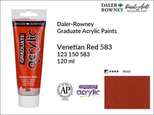 Daler-Rowney Graduate Acrylic Venetian Red 583 tuba 120 ml, Graduate Acrylic Venetian Red 583 Daler-Rowney tuba 120 ml, farba akrylowa Venetian Red 583 Graduate Acrylic tuba 120 ml, farby akrylowe Graduate Acrylic, farby akrylowe Daler-Rowney,