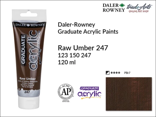 Daler-Rowney Graduate Acrylic Raw Umber 247 tuba 120 ml, Graduate Acrylic Raw Umber 247 Daler-Rowney tuba 120 ml, farba akrylowa Raw Umber 247 Graduate Acrylic tuba 120 ml, farby akrylowe Daler-Rowney,
