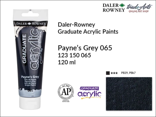Daler-Rowney Graduate Acrylic Payne's Grey 065 tuba 120 ml, Graduate Acrylic Payne's Grey 065 Daler-Rowney tuba 120 ml, farba akrylowa Payne's Grey 065 Graduate Acrylic tuba 120 ml, farby akrylowe Daler-Rowney,