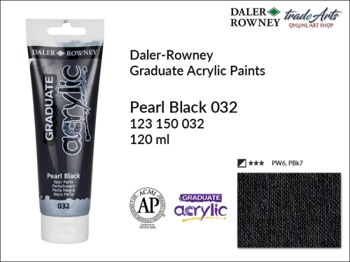 Daler-Rowney Graduate Acrylic Pearl Black 032 tuba 120 ml, Graduate Acrylic Pearl Black 032 Daler-Rowney tuba 120 ml, farba akrylowa Pearl Black 032 Graduate Acrylic tuba 120 ml, farby akrylowe Daler-Rowney,