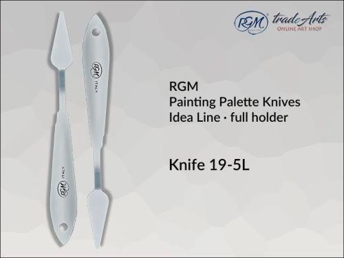 Painting Palette Knives RGM Idea Line INOX 19-5L pełny uchwyt, szpachla malarska RGM Idea Line INOX 19-5L pełny uchwyt,  szpachla malarska stalowa pełny uchwyt RGM Idea Line, szpachle RGM Idea Line pełny uchwyt, szpachle INOX RGM,