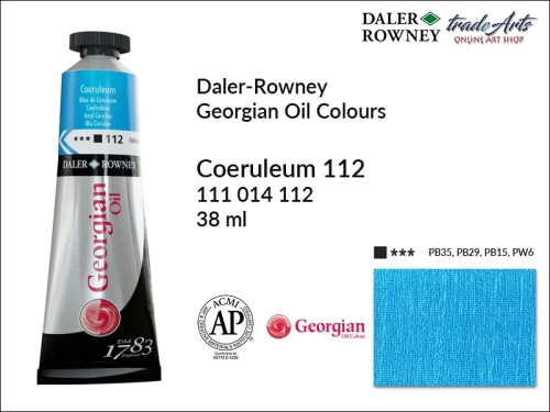 Georgian Oil Colour Daler Rowney Coeruleum 112 tuba 38 ml, farba olejna Georgian Oil Colour DR Coeruleum 112 tuba 38 ml, Georgian Oil Colour Daler Rowney farby olejne tuby 38 ml, farby olejne Georgian Oil Daler-Rowney,  Georgian Oil Colours,