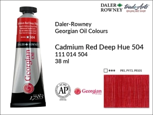 Farba olejna Georgian Oil Colour Daler-Rowney, kolor: Cadmium Red Deep Hue 504, tuba 38 ml