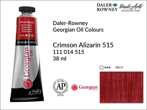 Georgian Oil Colour Daler Rowney Crimson Alizarin 515 tuba 38 ml, farba olejna Georgian Oil Colour DR Crimson Alizarin 515 tuba 38 ml, Georgian Oil Colour Daler Rowney farby olejne tuby 38 ml, farby olejne Georgian Oil Daler-Rowney,