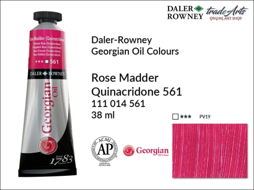 Georgian Oil Colour Daler Rowney Rose Madder Quinacridone 561 tuba 38 ml, farba olejna Georgian Oil Colour DR Rose Madder Quinacridone 561 tuba 38 ml, Georgian Oil Colour Daler Rowney farby olejne tuby 38 ml, farby olejne Georgian Oil Daler-Rowney,
