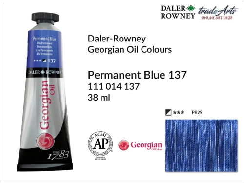 Georgian Oil Colour Daler Rowney Permanent Blue 137 tuba 38 ml, farba olejna Georgian Oil Colour DR Permanent Blue 137 tuba 38 ml, Georgian Oil Colour Daler Rowney farby olejne tuby 38 ml, farby olejne Georgian Oil Daler-Rowney,  Georgian Oil Colours,
