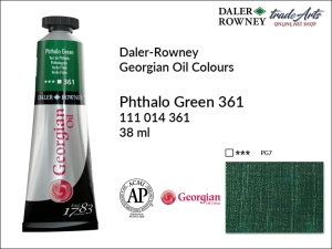 Farba olejna Georgian Oil Colour Daler-Rowney, kolor: Phthalo Green 361, tuba 38 ml 