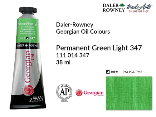 Georgian Oil Colour Daler Rowney Permanent Green Light 347 tuba 38 ml, farba olejna Georgian Oil Colour DR Permanent Green Light 347 tuba 38 ml, Georgian Oil Colour Daler Rowney farby olejne tuby 38 ml, farby olejne Georgian Oil Daler-Rowney,