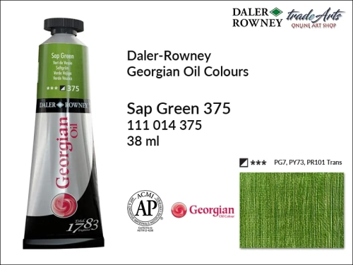 Georgian Oil Colour Daler Rowney Sap Green 375 tuba 38 ml, farba olejna Georgian Oil Colour DR Sap Green 375 tuba 38 ml, Georgian Oil Colour Daler Rowney farby olejne tuby 38 ml, farby olejne Georgian Oil Daler-Rowney,  Georgian Oil Colours,