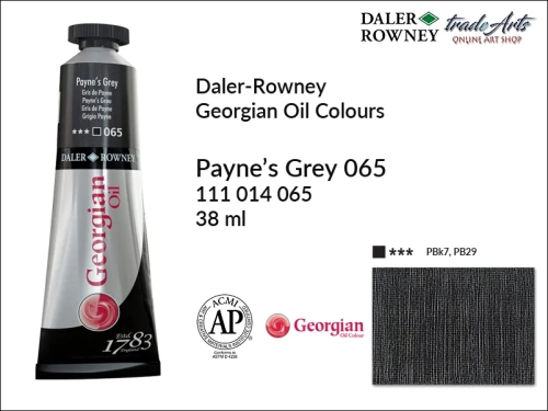 Georgian Oil Colour Daler Rowney Payne's Grey 065 tuba 38 ml, farba olejna Georgian Oil Colour DR Payne's Grey 065 tuba 38 ml, Georgian Oil Colour Daler Rowney farby olejne tuby 38 ml, farby olejne Georgian Oil Daler-Rowney,  Georgian Oil Colours,