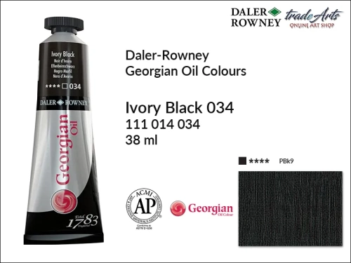 Georgian Oil Colour Daler Rowney Ivory Black 034 tuba 38 ml, farba olejna Georgian Oil Colour DR Ivory Black 034 tuba 38 ml, Georgian Oil Colour Daler Rowney farby olejne tuby 38 ml, farby olejne Georgian Oil Daler-Rowney,  Georgian Oil Colours,