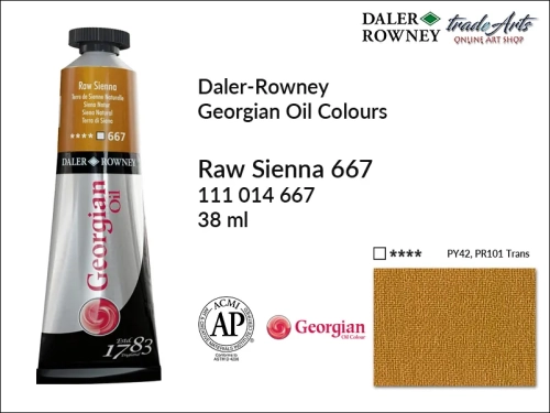 Georgian Oil Colour Daler Rowney Raw Sienna 667 tuba 38 ml, farba olejna Georgian Oil Colour DR Raw Sienna 667 tuba 38 ml, Georgian Oil Colour Daler Rowney farby olejne tuby 38 ml, farby olejne Georgian Oil Daler-Rowney,  Georgian Oil Colours,