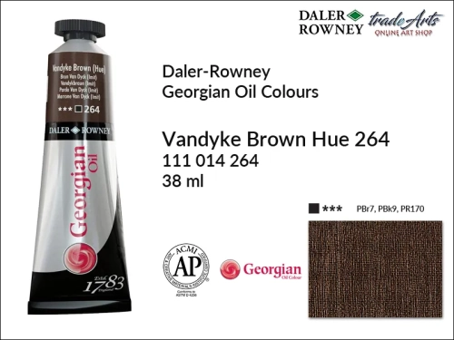 Georgian Oil Colour Daler Rowney Vandyke Brown Hue 264 tuba 38 ml, farba olejna Georgian Oil Colour DR Vandyke Brown Hue 264 tuba 38 ml, Georgian Oil Colour Daler Rowney farby olejne tuby 38 ml, farby olejne Georgian Oil Daler-Rowney,