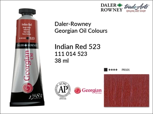 Georgian Oil Colour Daler Rowney Indian Red 523 tuba 38 ml, farba olejna Georgian Oil Colour DR Indian Red 523 tuba 38 ml, Georgian Oil Colour Daler Rowney farby olejne tuby 38 ml, farby olejne Georgian Oil Daler-Rowney,  Georgian Oil Colours,