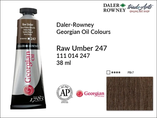 Georgian Oil Colour Daler Rowney Raw Umber 247 tuba 38 ml, farba olejna Georgian Oil Colour DR Raw Umber 247 tuba 38 ml, Georgian Oil Colour Daler Rowney farby olejne tuby 38 ml, farby olejne Georgian Oil Daler-Rowney,  Georgian Oil Colours,