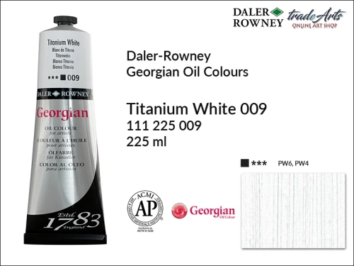 Georgian Oil Colour Daler Rowney Titanium White 009 tuba 225 ml, farba olejna Georgian Oil Colour DR Titanium White 009 tuba 225 ml, Georgian Oil Colour Daler Rowney farby olejne tuby 225 ml, farby olejne Georgian Oil Daler-Rowney,  Georgian Oil Colours,