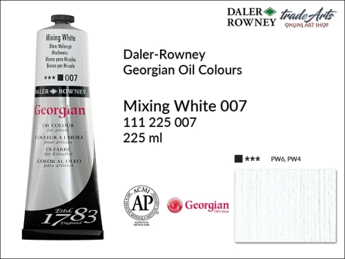 Georgian Oil Colour Daler Rowney Mixing White 007 tuba 225 ml, farba olejna Georgian Oil Colour DR Mixing White 007 tuba 225 ml, Georgian Oil Colour Daler Rowney farby olejne tuby 225 ml, farby olejne Georgian Oil Daler-Rowney,  Georgian Oil Colours,