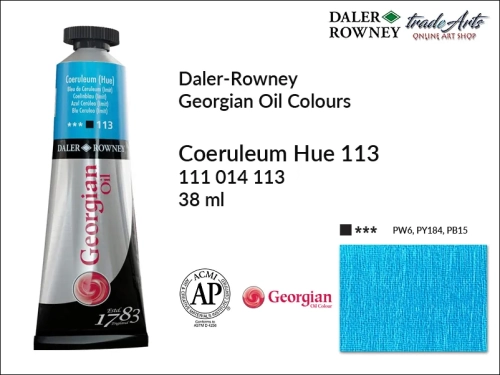 Georgian Oil Colour Daler Rowney Coeruleum Hue 113 tuba 38 ml, farba olejna Georgian Oil Colour DR Coeruleum Hue 113 tuba 38 ml, Georgian Oil Colour Daler Rowney farby olejne tuby 38 ml, farby olejne Georgian Oil Daler-Rowney,  Georgian Oil Colours,
