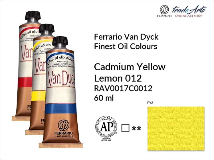 Van Dyck Oil Ferrario Finest Oil Colour - Cadmium Lemon 012,
farba olejna Van Dyck Oil Ferrario - Cadmium Lemon 012 tuba 60 ml, Van Dyck Ferrario farba olejna tuba 60 ml, farby, farby olejne, Van Dyck Ferrario,