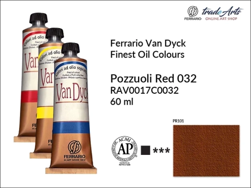 Van Dyck Oil Ferrario Finest Oil Colour - Pozzuoli Red 032,
farba olejna Van Dyck Oil Ferrario - Pozzuoli Red 032 tuba 60 ml, Van Dyck Ferrario farba olejna tuba 60 ml, farby, farby olejne, Van Dyck Ferrario,