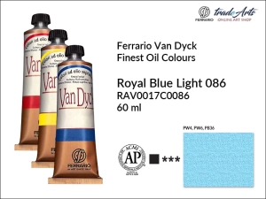 Farba olejna Van Dyck Oil Ferrario, kolor: Royal Blue Light 086, tuba 60 ml  
