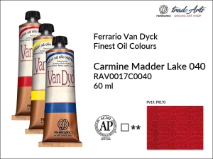 Farba olejna Van Dyck Oil Ferrario, kolor: Carmine Madder Lake 040, tuba 60 ml 